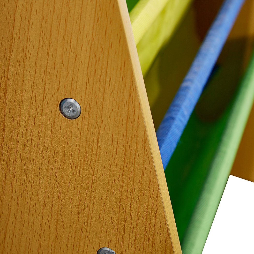 Levede Wooden Kids Bookcase featuring colorful sling shelves for books and toys, designed for children's easy access and organization.